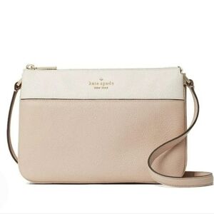 Kate Spade Crossbody, Cream and White Purse, Pebble Leather Bag